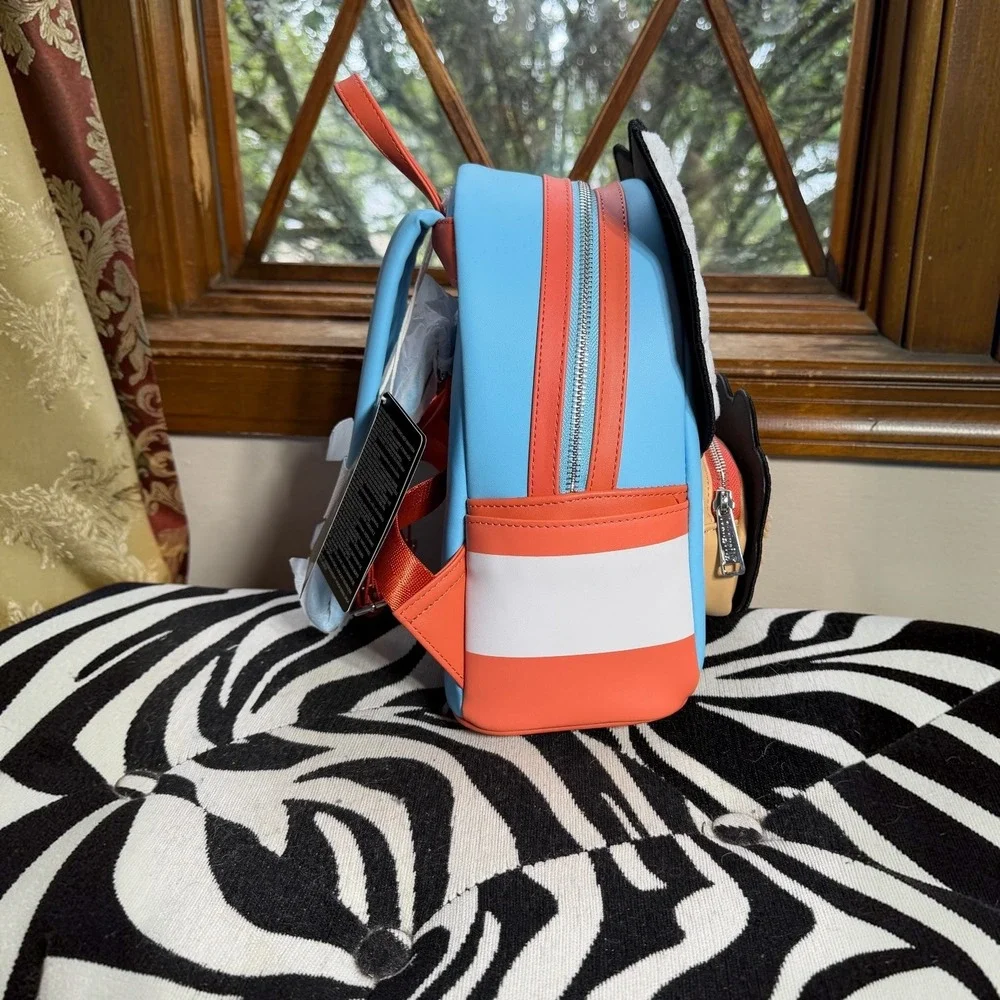 Loungefly Sanrio Hello Kitty Tiny Chum Sherpa Mini Backpack Blue Orange NEW